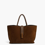 Top Handle Suede Compartment Bag