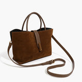 Top Handle Suede Compartment Bag