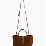 Top Handle Suede Compartment Bag