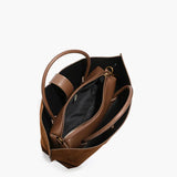 Top Handle Suede Compartment Bag