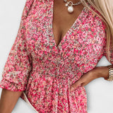 Robe à manches bouffantes fleuries pour femmes