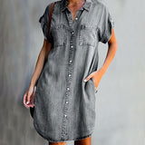 Yvette | Robe chemise en denim léger