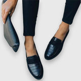 Martine | Mocassin façon croco bleu marine