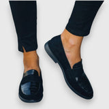Martine | Mocassin façon croco bleu marine
