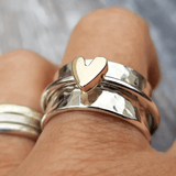 Silver Ring with Golden Heart