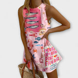 Inês - Robe Mini Rose Miraba Motif