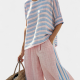 Cecília - Ensemble en lin de bambou rose