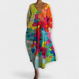 Corinne | Robe longue à imprimé artistique