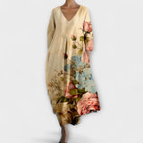 Corinne | Robe longue à imprimé artistique