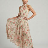 Aurelle | Robe Midi à Motif Floral avec Décolleté Croisé