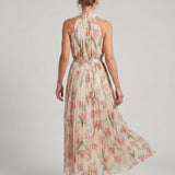 Aurelle | Robe Midi à Motif Floral avec Décolleté Croisé