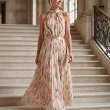 Aurelle | Robe Midi à Motif Floral avec Décolleté Croisé