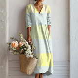 Sylvie | Robe longue à rayures jaune pastel