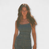 Julie - Salopette en denim évasée avec détail de lien