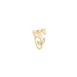 Gold Ring with Leaf and White Opal