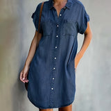 Yvette | Robe chemise en denim léger