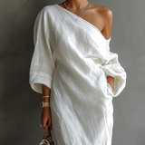 Livia™ — Robe asymétrique fluide élégance naturelle
