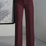 Pantalon taille haute pour femmes avec taille élastique