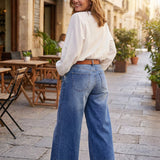 Jeans larges à taille haute rétro pour femmes