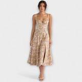 Zipporas - Robe bustier cintrée avec un imprimé floral moderne de printemps