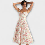Zipporas - Robe bustier cintrée avec un imprimé floral moderne de printemps