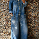 Noa | Combinaison en denim avec décolleté bardot