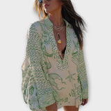 Liv - Ensemble de chemise et shorts en satin d'eau avec franges