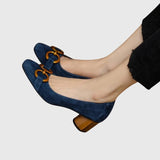 Isabelle | Escarpins en daim bleu marine
