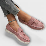 Mocassins Féminins Beiges avec Cordon Décoratif