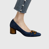Isabelle | Escarpins en daim bleu marine