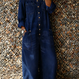 Noa | Combinaison en denim avec décolleté bardot
