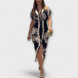 Cleo – Robe midi dolman avec imprimé brésilien