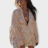 Liv - Ensemble de chemise et shorts en satin d'eau avec franges