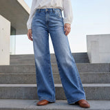 Jeans larges à taille haute rétro pour femmes