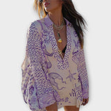 Liv - Ensemble de chemise et shorts en satin d'eau avec franges