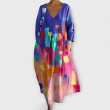 Corinne | Robe longue à imprimé artistique