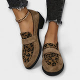 Anne | Mocassin léopard en daim taupe