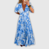 Ghislaine | Robe longue fleurie décolleté V