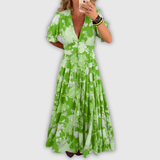 Ghislaine | Robe longue fleurie décolleté V
