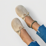 Christine | Sandale fermée en daim beige