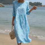 Joana - Robe maxi à col rond et imprimé