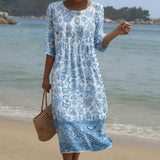 Sofia - Robe maxi avec col rond et motif