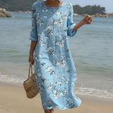 Beatriz - Robe maxi avec col rond et imprimé