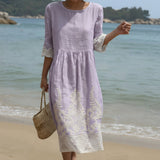 Carla - Robe maxi avec col rond et motif floral