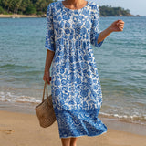 Liana - Robe maxi avec col rond et motif floral