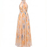 Véronique | Robe maxi à dos nu imprimée