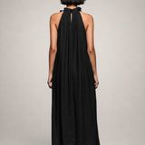 Véronique | Robe maxi noire à volants