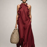 Véronique | Robe maxi noire à volants