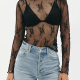 MARYAM™ - Ensemble top en dentelle unie et combinaison avec poches