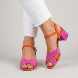 Sabine | Sandales bicolores rose et orange